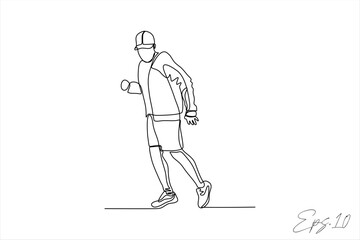 continuous line vector illustration of people doing morning run sport