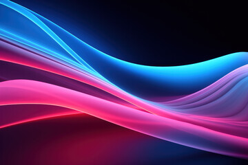 Naklejka premium abstract panoramic background, neon light, impulse, equalizer chart, ultraviolet spectrum, pulse power lines, quantum energy impulse, pink blue violet glowing dynamic lines. free space for text