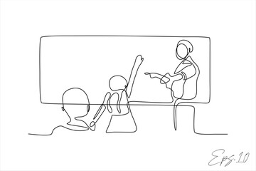 continuous line vector illustration of teacher teaching class