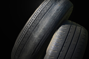 pattern of damaged tire for advertising tire shop or car tire shop