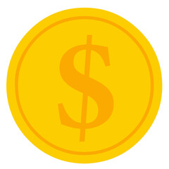 Gold coin icon. With dollar sign. Vector illustration isolated on white background.
