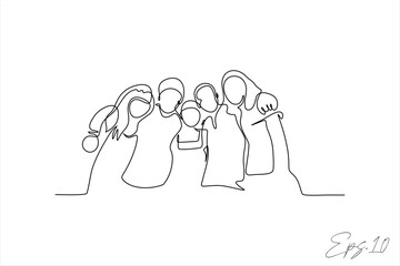 continuous line vector illustration of a group of people in a line