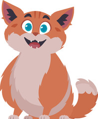 Locks in cheerful getting to be flushed cat. Smiling cat. Cartoon style, Vector Illustration