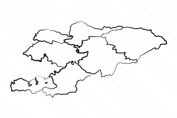 Hand Drawn Kyrgyzstan Map Illustration