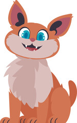 Fototapeta na wymiar Locks in cheerful blushing cat. Grinning cat. Cartoon style, Vector Illustration
