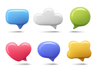 Speech bubble set isolated on white background. Speech bubble, chat box. 3d vector realistic image