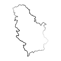 Hand Drawn Lined Serbia Simple Map Drawing
