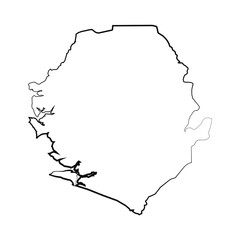 Hand Drawn Lined Sierra Leone Simple Map Drawing