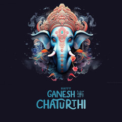 Happy Ganesh Chaturthi dark background - obrazy, fototapety, plakaty