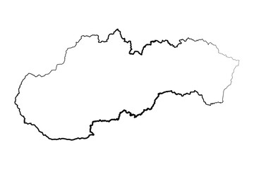Hand Drawn Lined Slovakia Simple Map Drawing