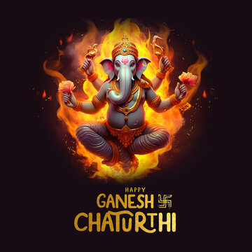 Happy Ganesh Chaturthi dark background
