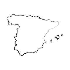 Hand Drawn Lined Spain Simple Map Drawing