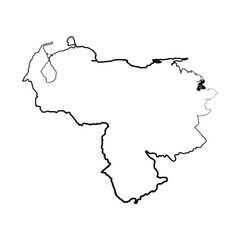 Hand Drawn Lined Venezuela Simple Map Drawing