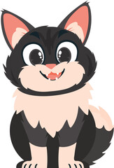 Sagaciouslybeat dim cat. Grinning cat. Cartoon style, Vector Illustration