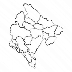 Hand Drawn Montenegro Map Illustration
