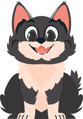Sagaciouslybeat dim cat. Smiling cat. Cartoon style, Vector Illustration