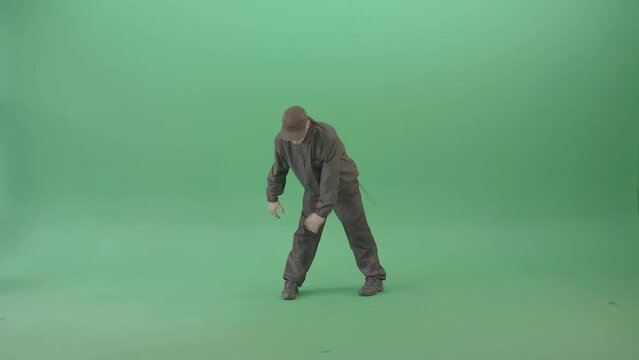 Professional Hip Hop break dancer Stylish young man dancing against green screen 4K Video Footage
