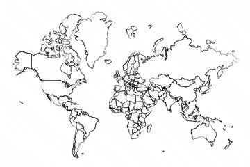 Fototapeta premium Hand Drawn World Map Illustration