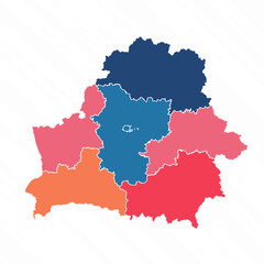 Multicolor Map of Belarus With Provinces