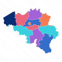 Fototapeta na wymiar Multicolor Map of Belgium With Provinces