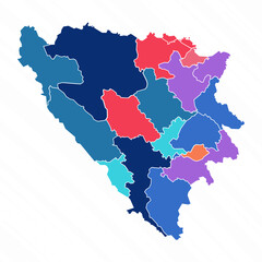 Multicolor Map of Bosnia and Herzegovina With Provinces