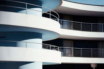 Obraz premium Geometric building in minimalist and sleek style with bright and soft lighting. AI generated