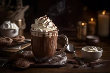 Gordijnen Hot Chocolate with whipped cream © Niko