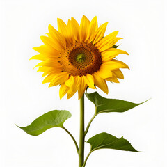 Obraz premium Isolated sunflower. One flower on a white background. illustration, AI generation.