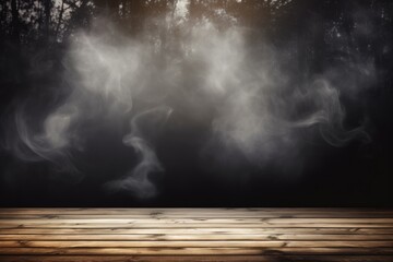 Smoke And Mist On Wooden Table
