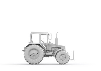 Agricultural tractor isolated on white background.