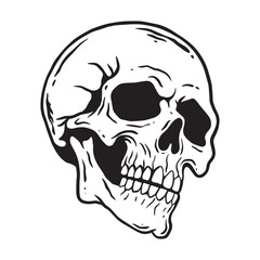 Skull hand drawn illustrations for the design of clothes, stickers, tattoo etc