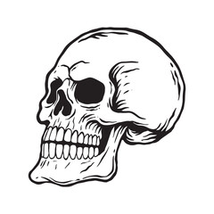 Skull hand drawn illustrations for the design of clothes, stickers, tattoo etc