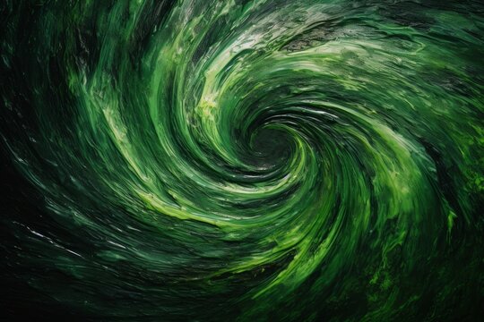 A vibrant green and black swirl background