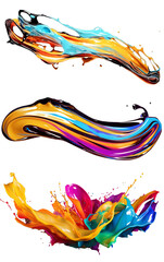 Set of colorful paint 3d splash. Isolated element on the transparent background. 