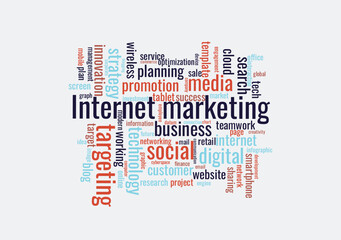 Illustration in the form of a cloud of words related to a internet marketing
