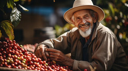 old man in the coffee plantation