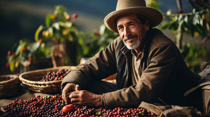 old man in the coffee plantation