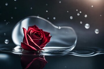 red rose with water drops - Powered by Adobe