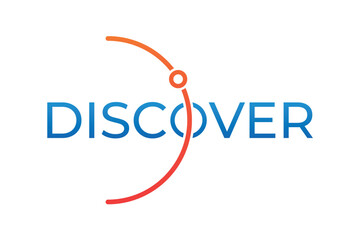 discover logo. discover word and planet concept