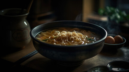 Delicious Japanese soup with noodles.