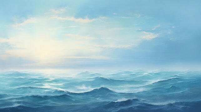  a painting of a large body of water with a sky background.  generative ai