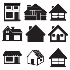 Houses icons set. Real estate.