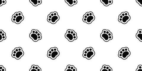 bear polar paw seamless pattern dog footprint cat kitten fluffy vector puppy french bulldog toy breed cartoon doodle gift wrapping paper tile background repeat wallpaper illustration design black isol