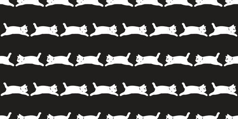 cat seamless pattern kitten running jumping neko vector cartoon character pet gift wrapping paper repeat wallpaper tile background animal doodle illustration design scarf isolated