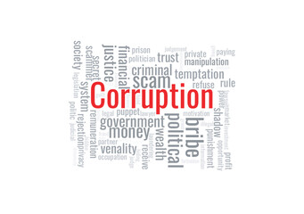 Illustration in the form of a cloud of words related to a corruption