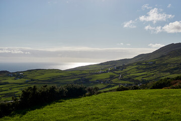 Fototapeta na wymiar Wild Atlantic Way in Ireland Blue Sky Route