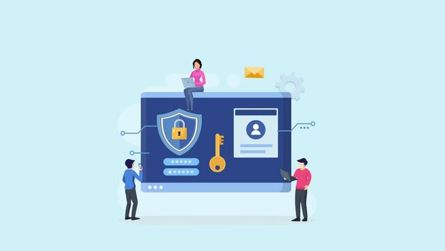Online privacy, personal information data protection, internet security, computer security, 2d video animation 4k clip