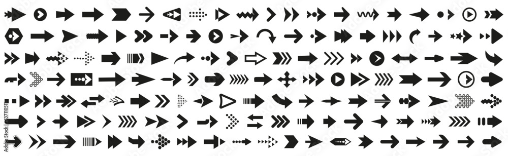 Leinwandbilder Arrow icon collection. Set of black arrow signs. Black arrow cursor for app. Simple arrow icons in black. Arrow template set