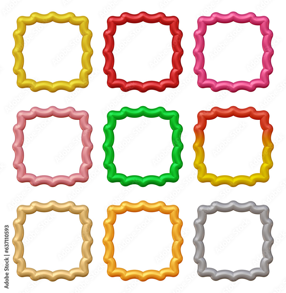 Poster set of frames design in 3d rendering isolated on transparent background. geometric shapes for templa