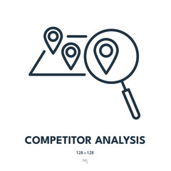 Competitor Analysis Icon. Market Research, Comparison, Strategy. Editable Stroke. Simple Vector Icon